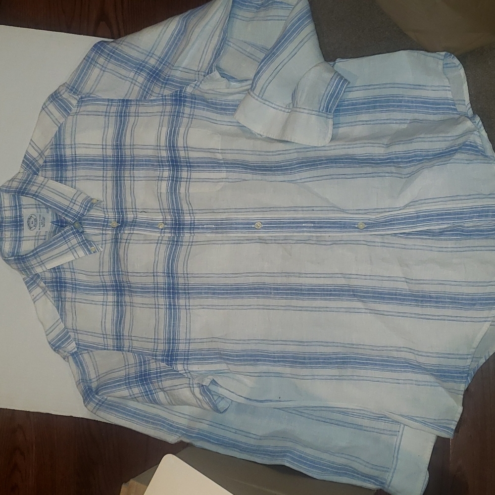 LINEN Brooks Brothers All Irish Linen XXL button down plaid shirt